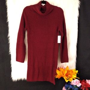 BP Maroon Long Sleeved Ribbed Sweater Dress XXS